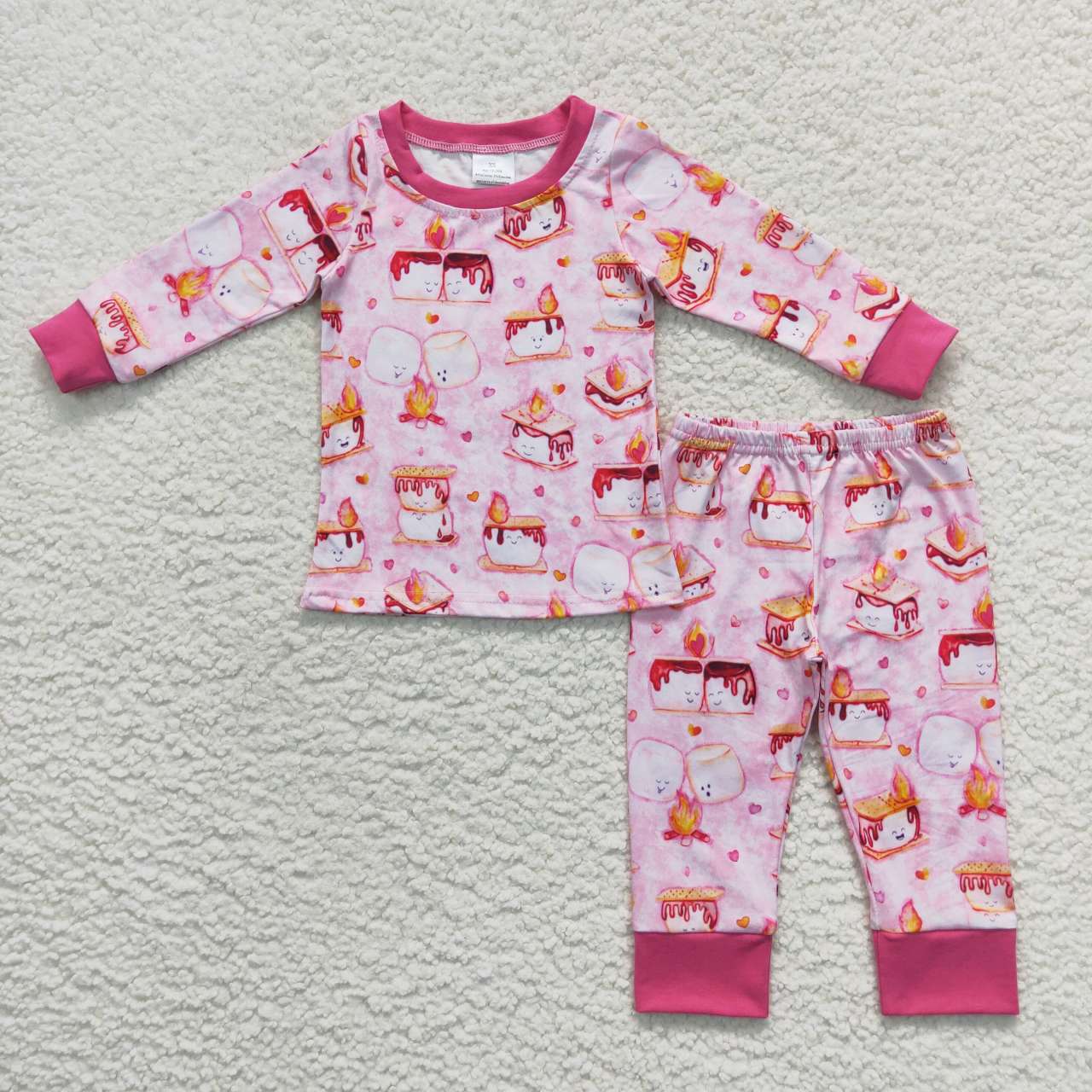 GLP0714 Pink cookie print boys fall pajamas clothes set