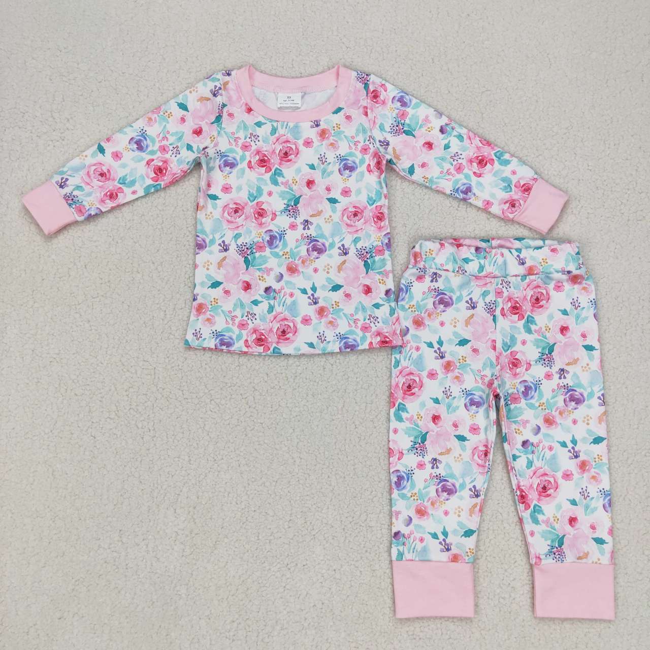 GLP0742 Flowers print girls pajamas clothes set