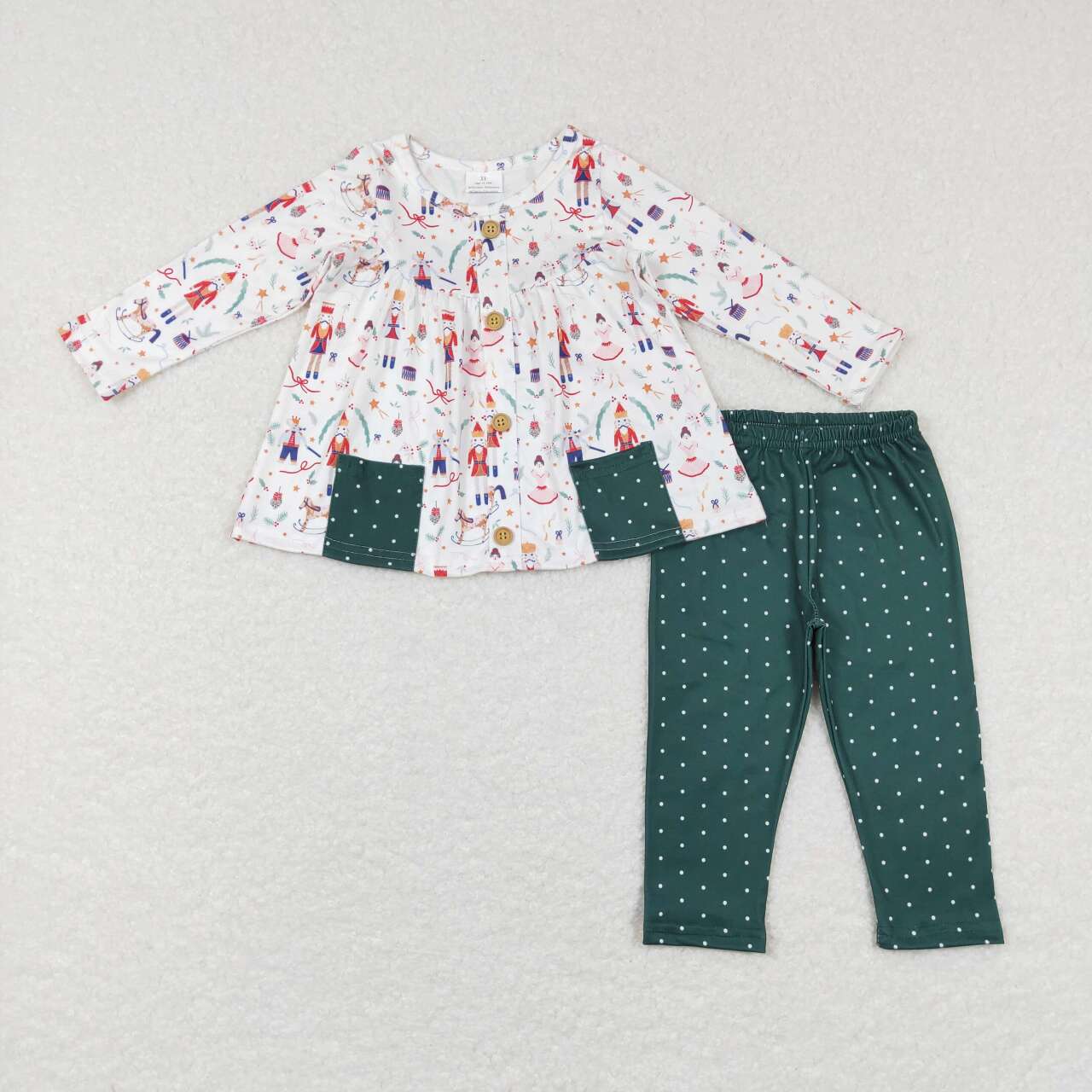 GLP0991 Christmas Soldier Print Pockets Tunic Top Girls Clothes Set