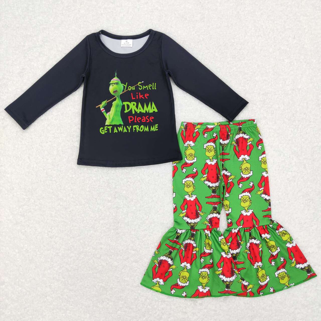 GLP0999 Christmas Frog Print Girls Bell Pants Clothes Set