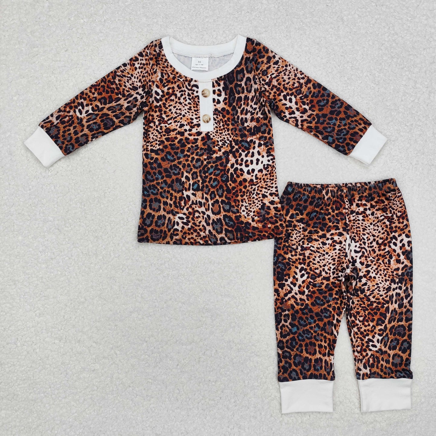 GLP1014 Leopard Print Girls Fall Pajamas Clothes Set