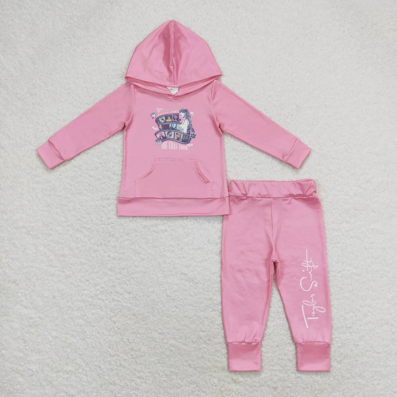 GLP1170 Pink Singer Swiftie Print Girls Fall Hoodie Clothes Set
