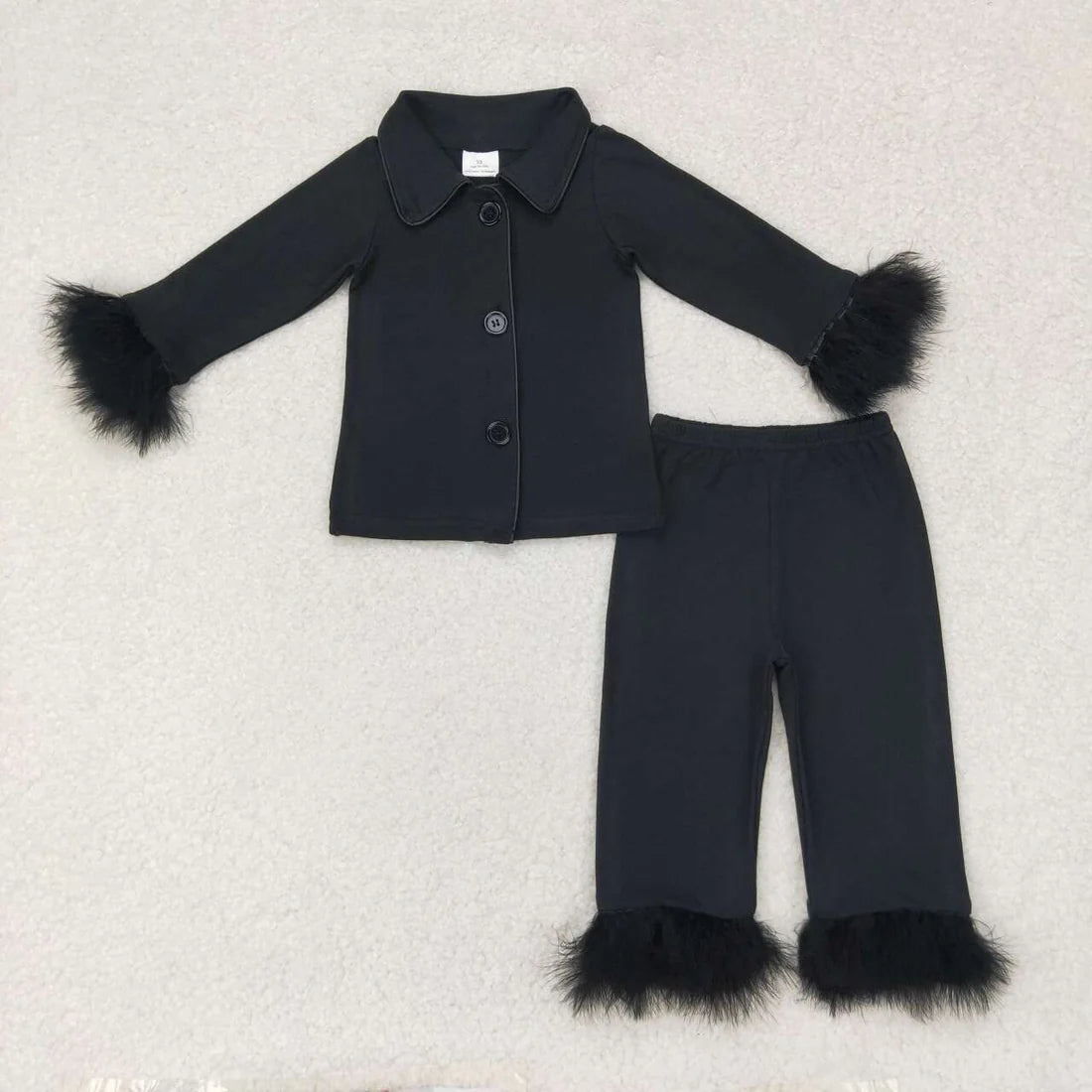 7 Colors Girls Fall Buttons Fur Pajamas Clothes Set