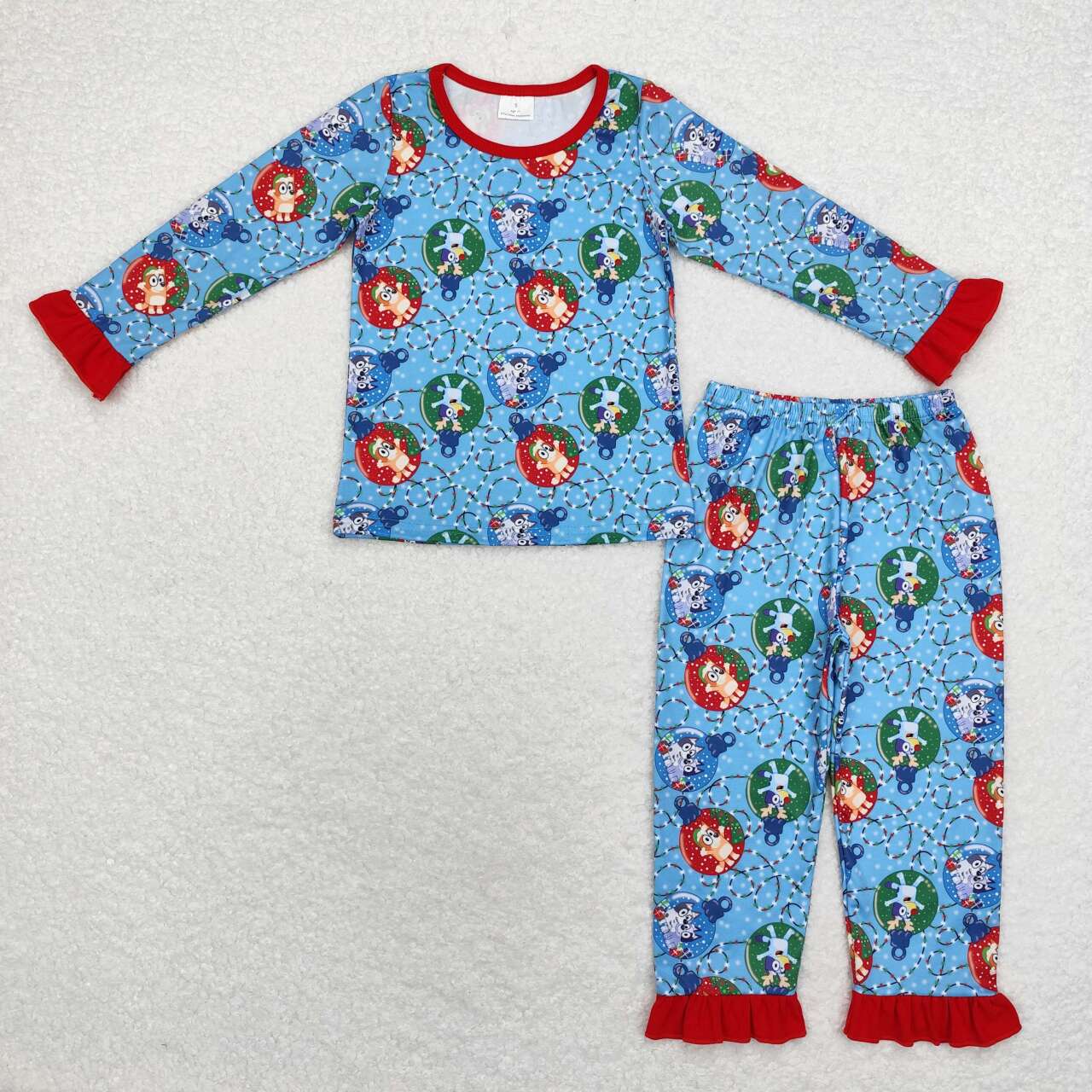 Cartoon Dog Christmas Lights Print Sibling Christmas Matching Clothes