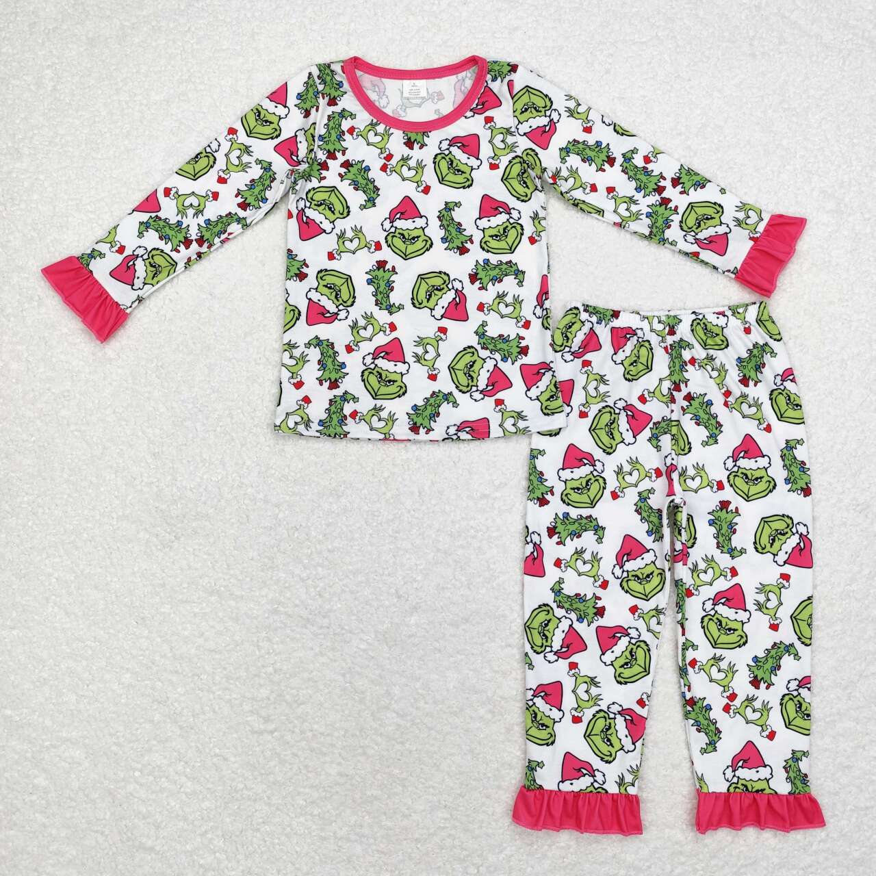 4 Print Green Frog Christmas Girls Pajamas Clothes Set Sisters Wear