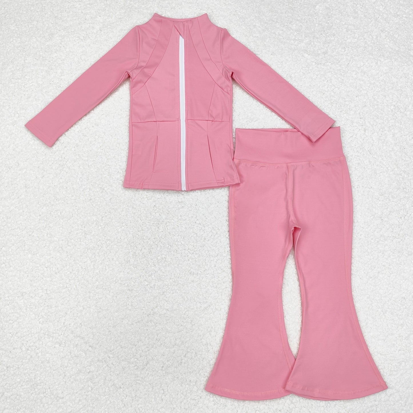 9 Solid Colors Zipper Jackets Top Bell Pants Girls Yoga Outfits Sisters Sports Clothes Set