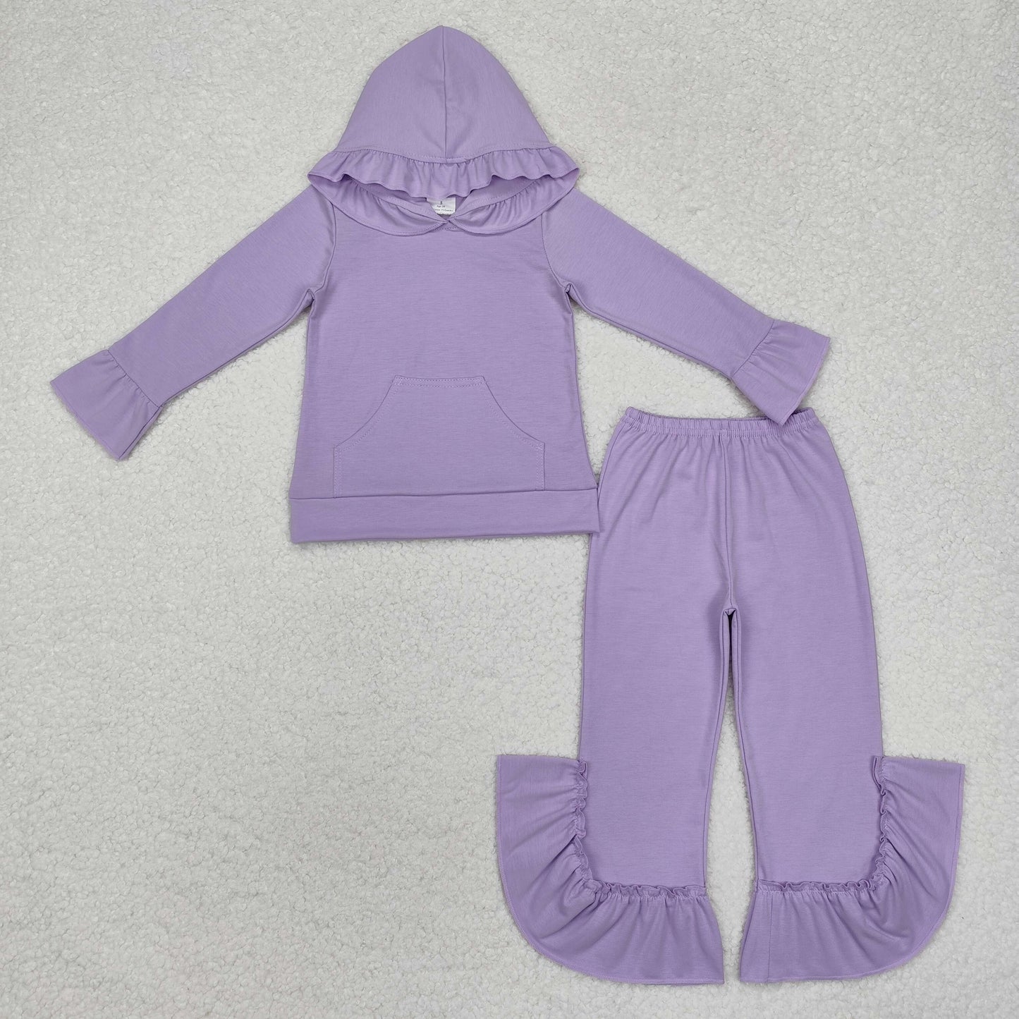 GLP2060 Purple Color Girls Fall Hoodie Ruffle Clothes Set