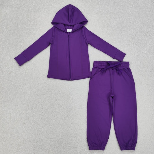 GLP2079  Purple Color Girls Fall Hoodie Yoga Sports Clothes Set