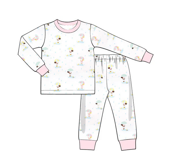 (Pre-order)GLP2182 Raining Print Girls Pajamas Clothes Set