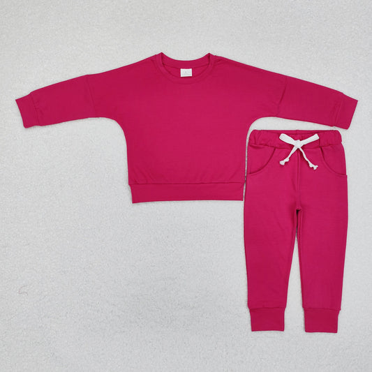 GLP2248 Hotpink Color Girls Pockets Sports Clothes Set