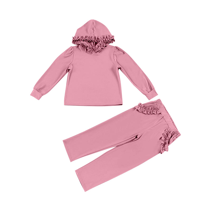 (Pre-order)GLP2305 Pink Hoodie Top Pockets Pants Girls Clothes Set
