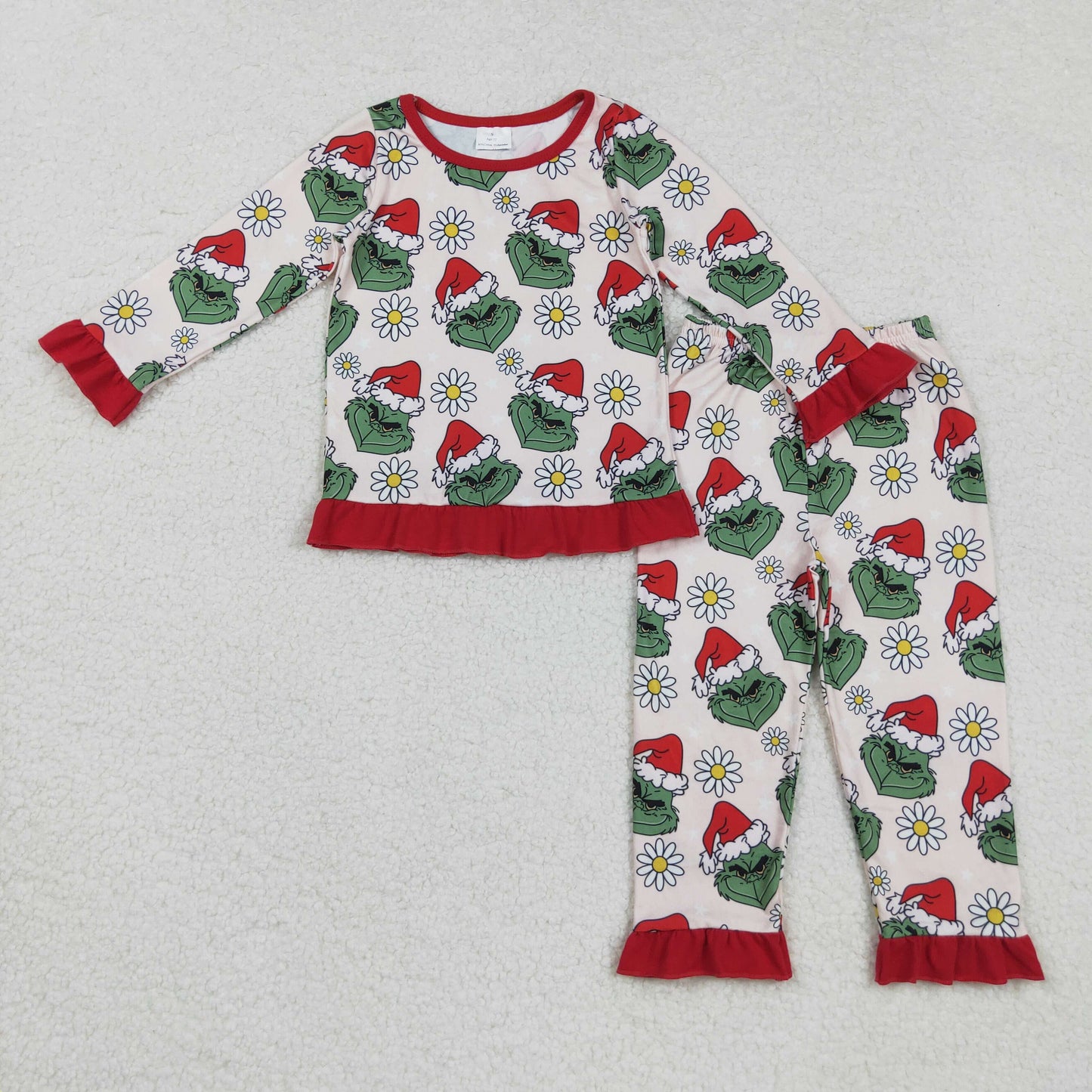 Green Frog Flowers Print Girls Christmas Clothes Sisters Matching Wear