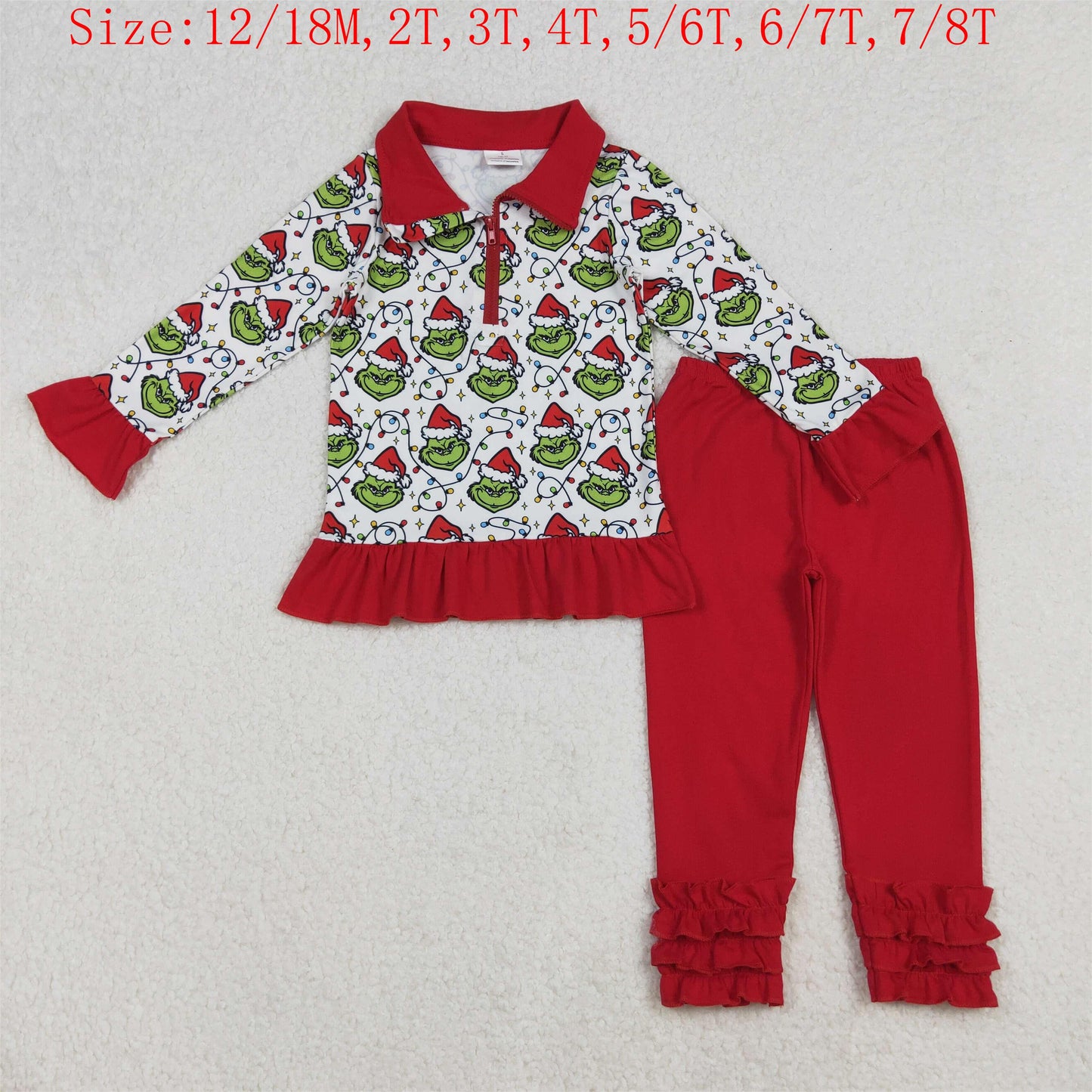 Green Frog Lights Print Kids Christmas Matching Clothes Sibling Wear