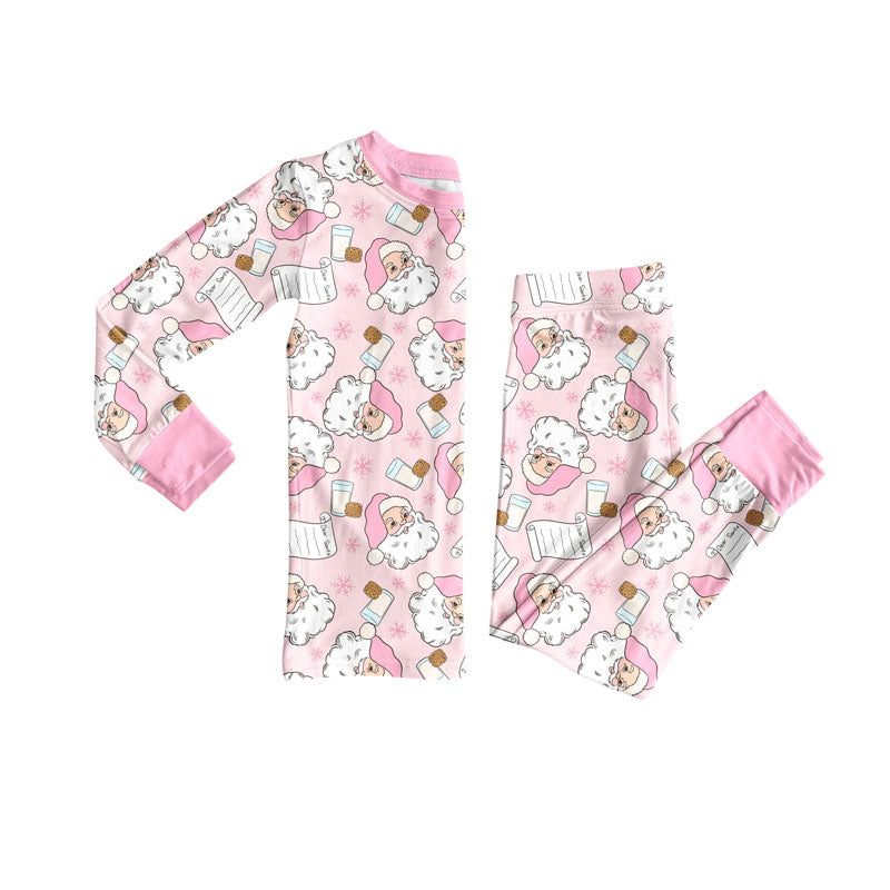 (Pre-order)GLP2751 Santa Cookie Print Girls Christmas Pajamas Clothes Set