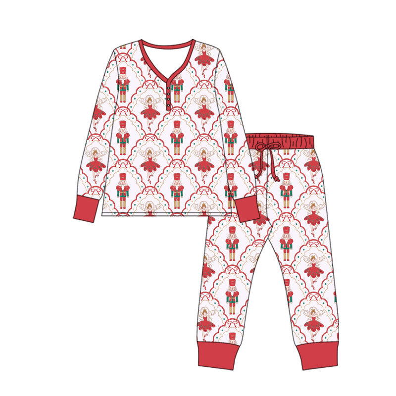 (Pre-order)GLP2816 Adult Nutcracke* Soldier Print Woman Christmas Pajamas Clothes Set