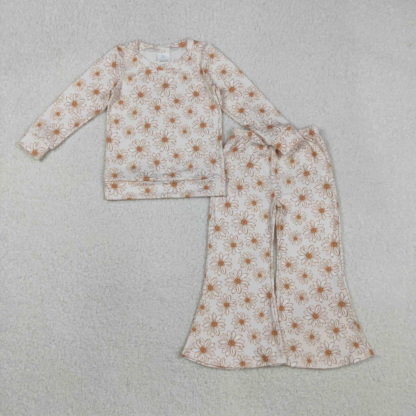 GLP2877 Flowers Top Bell Pants Girls Clothes Set
