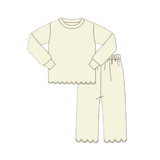 (Pre-order)GLP2963 Ivory Color Girls Ruffle Pajamas Clothes Set
