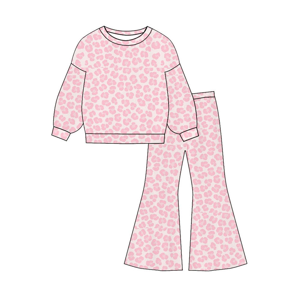 (Pre-order)GLP3138 Leopard Pink Print Girls Valentine's Day Clothes Set