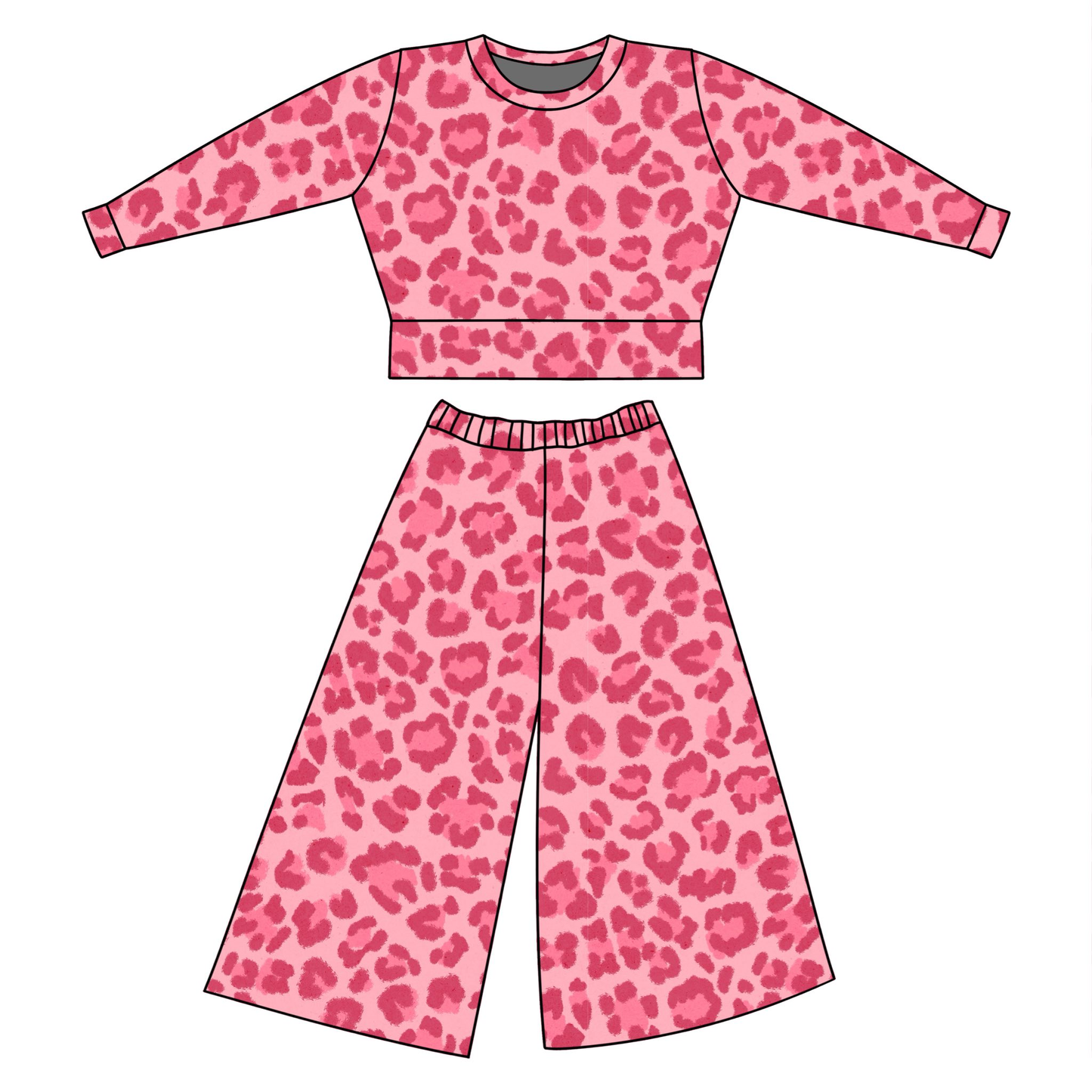 (Pre-order)GLP3228 Pink Leopard Print Girls Clothes Set