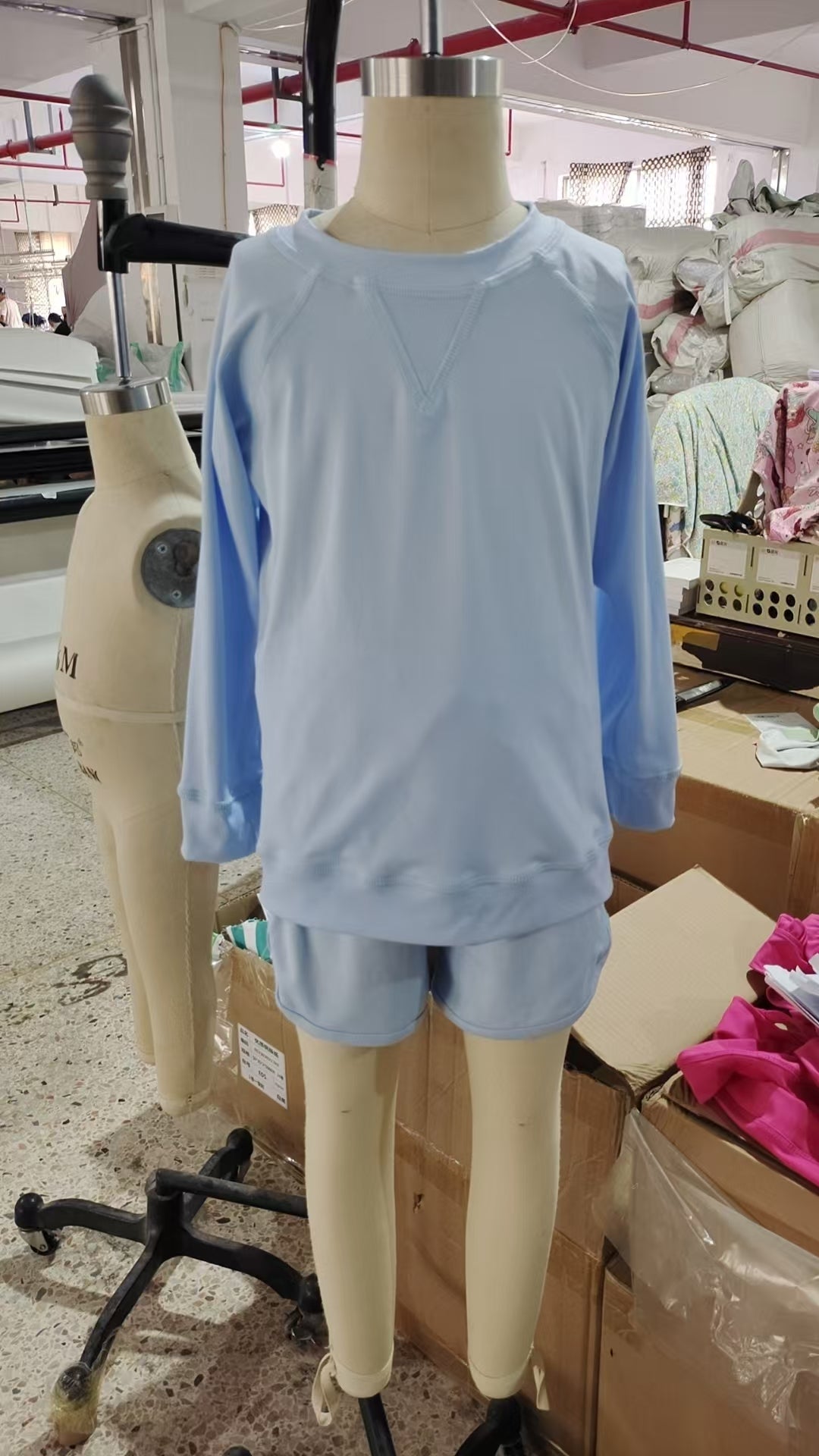GLS0006 Blue Color Long Sleeve Top Shorts Girls Yoga Outfits
