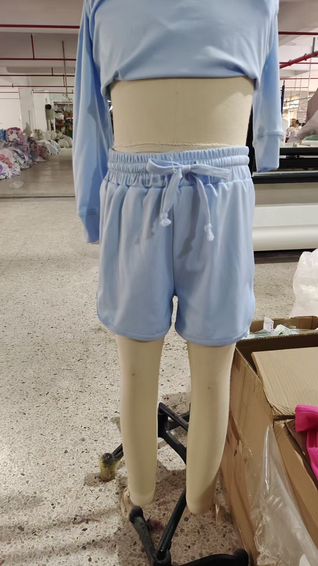 GLS0006 Blue Color Long Sleeve Top Shorts Girls Yoga Outfits