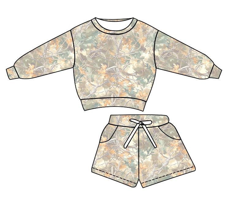 (Pre-order)GLS0058 Branch Camo Print Kids Clothes Set