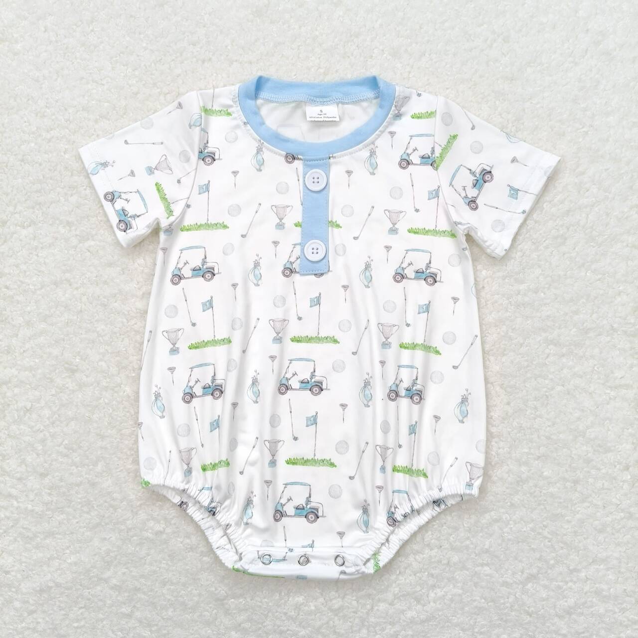 SR1070 Golf Truck Print Baby Boys Summer Romper