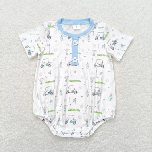 SR1070 Golf Truck Print Baby Boys Summer Romper