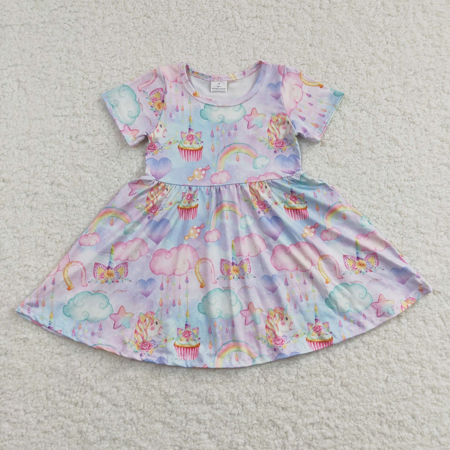 (Promotion)Girls rainbow horse print dress GSD0166
