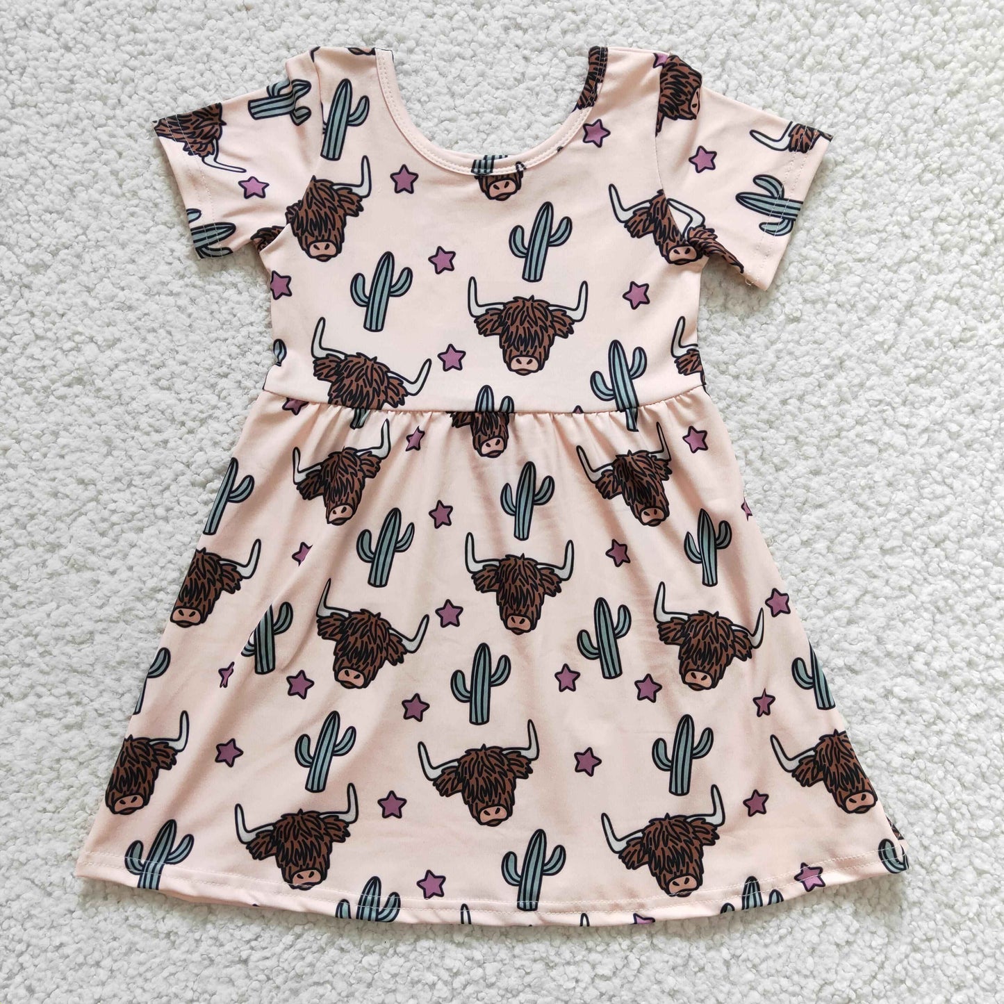 (Promotion)Girls cow print dress  GSD0178