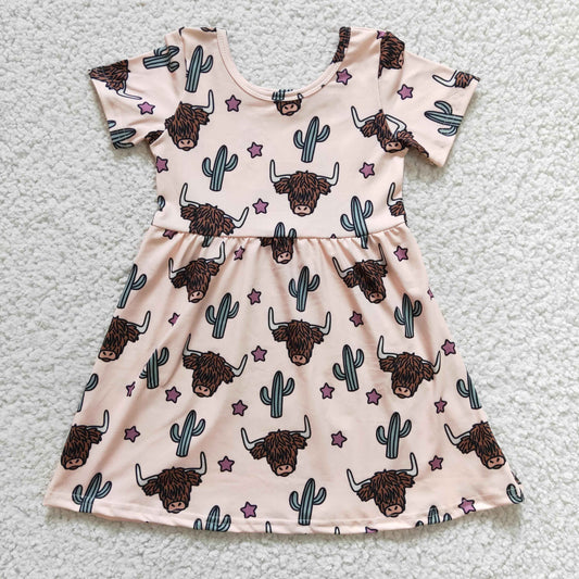 (Promotion)Girls cow print dress  GSD0178