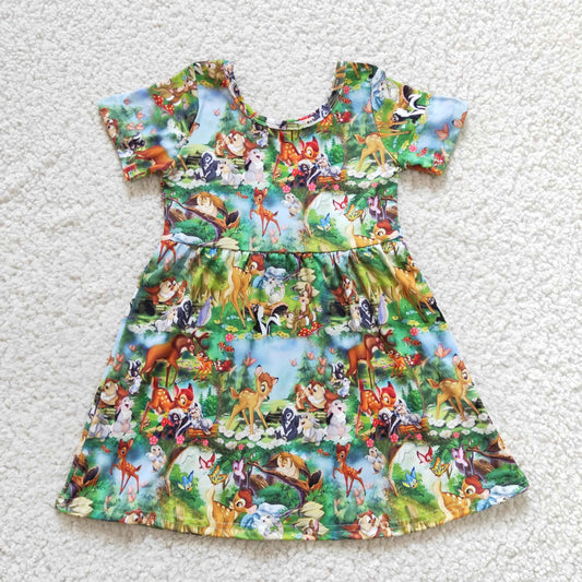 (Promotion)Girls cartoon animals print dress  GSD0179