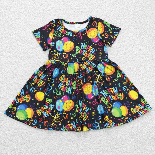 (Promotion)Girls Happy Birthday print dress  GSD0182