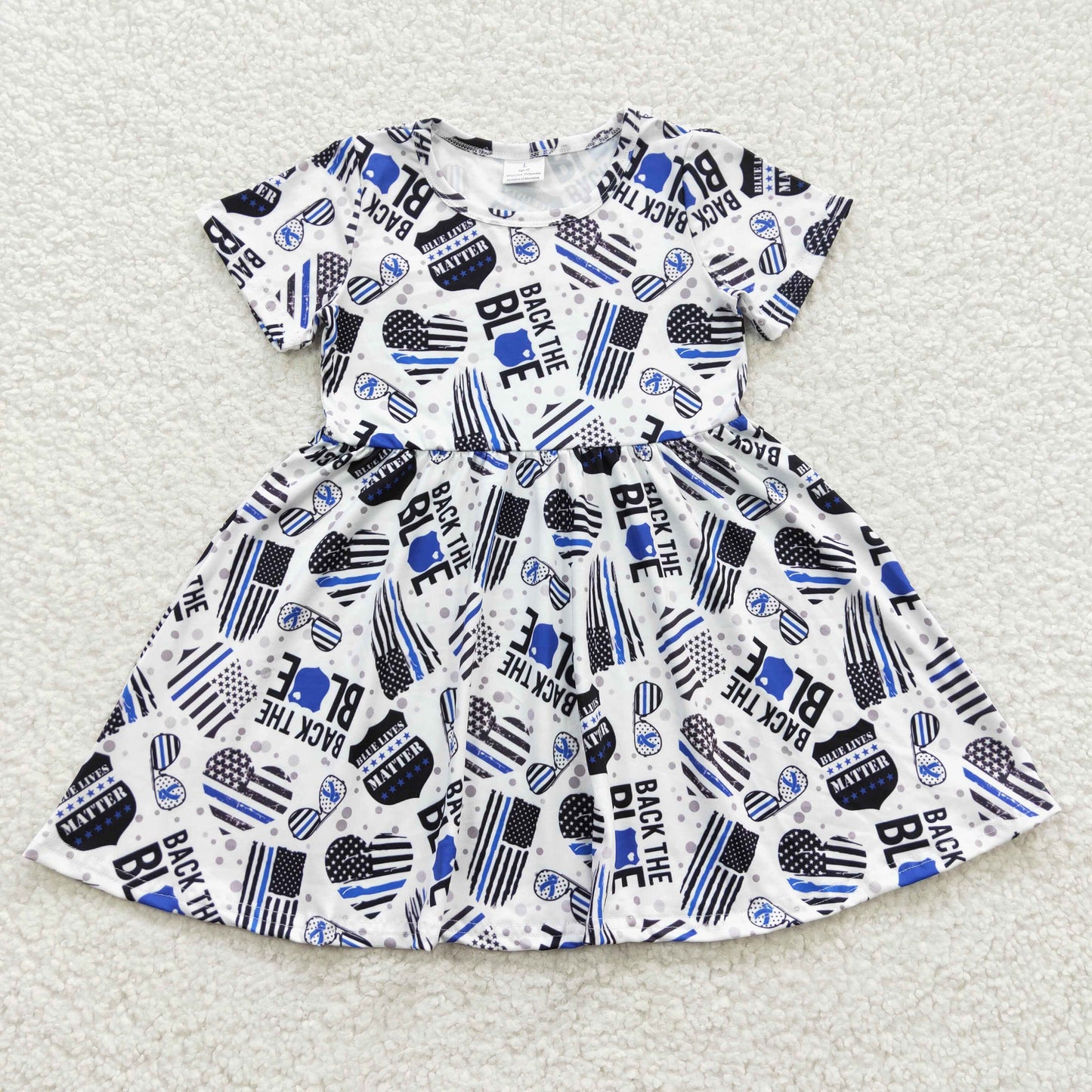 (Promotion)GSD0321 Girls flag print short sleeve summer dress
