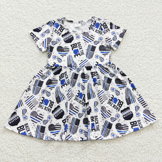 (Promotion)GSD0321 Girls flag print short sleeve summer dress