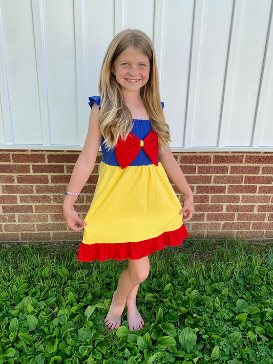GSD0343 Girls yellow red blue princess design dress