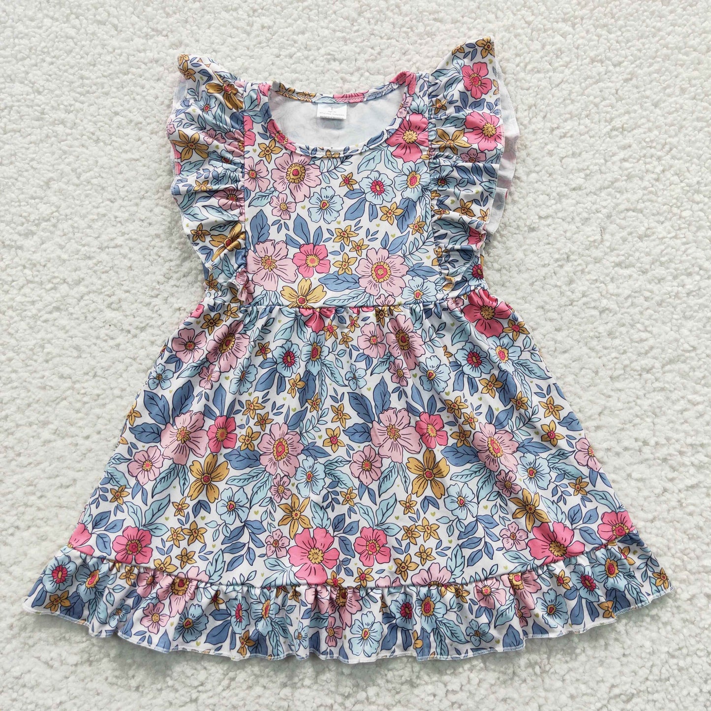 GSD0363 Girls flutter sleeves flowers summer dress