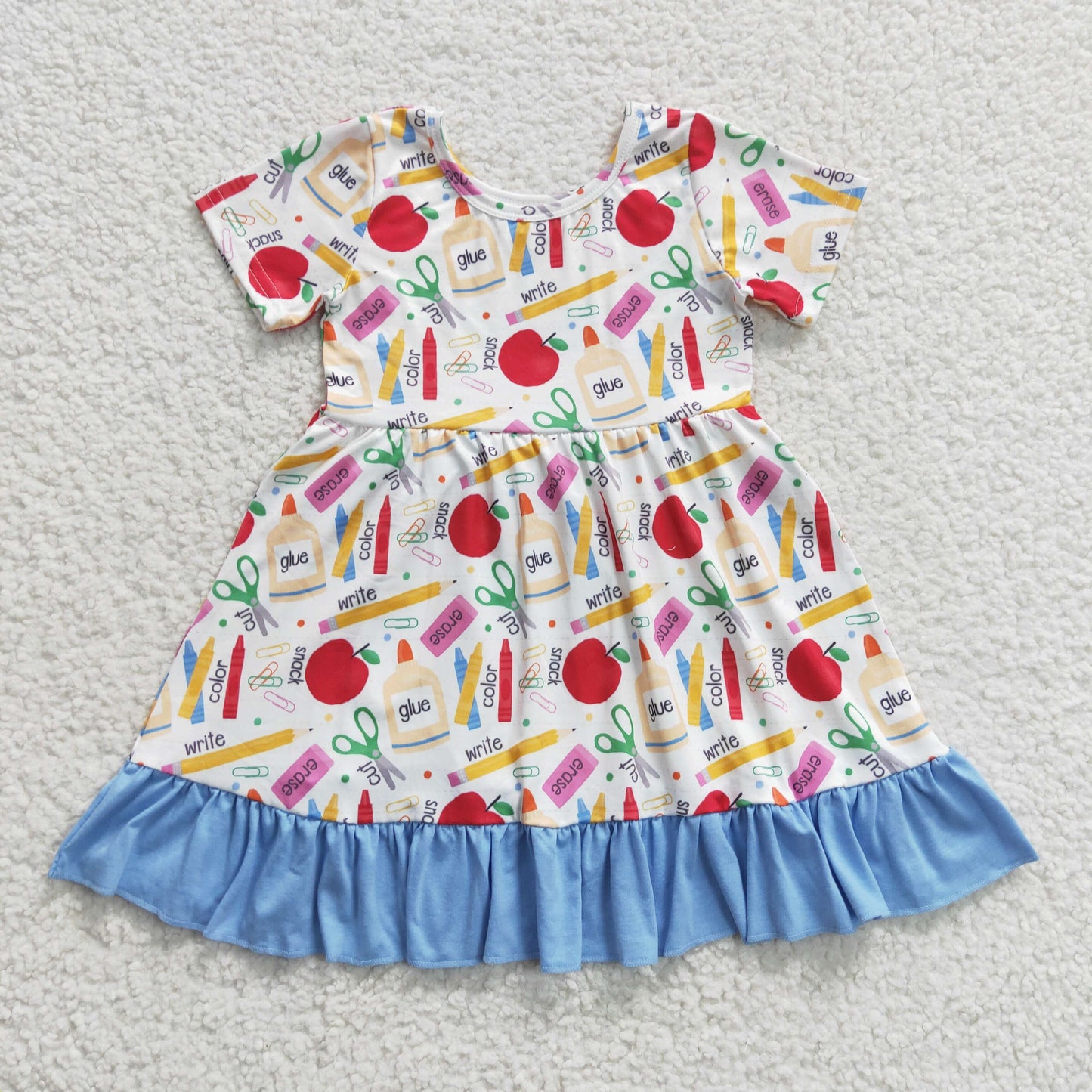 7 Colors Back to School Girls Knee Length Dress Sisters Wear