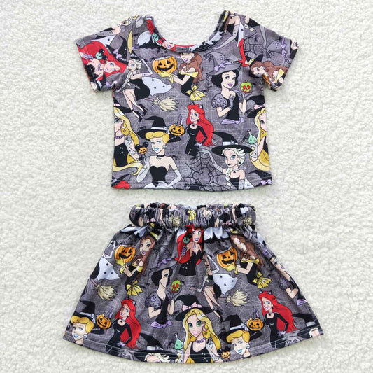 GSD0424 Girls black princess skirt Halloween clothes set