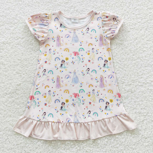 GSD0427 Rainbow flowers princess knee length dress