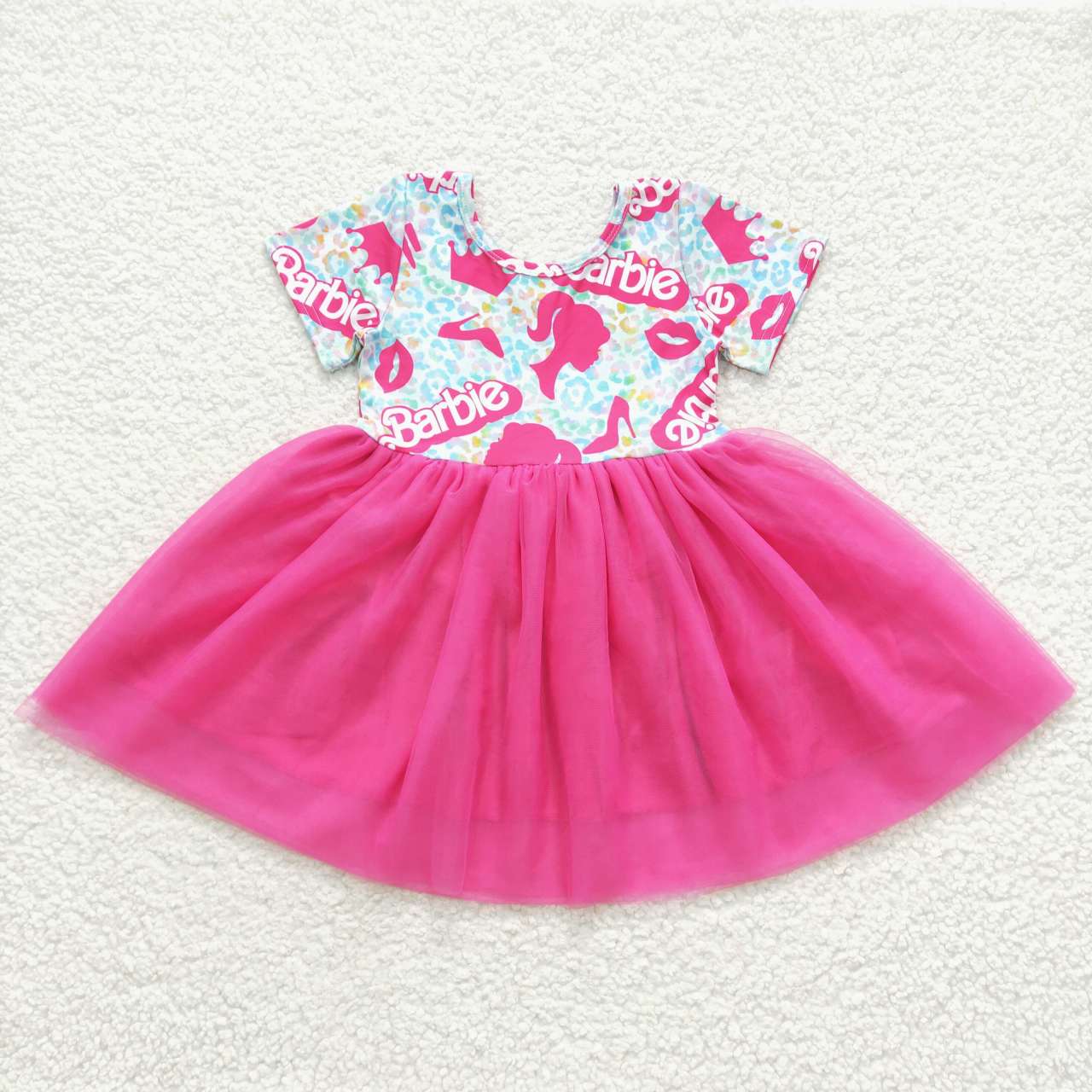 GSD0462 Colorful leopard pink BA tulle knee length dress