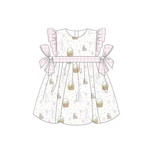 (Pre-order)GSD0538 Bunny Egg Print Girls Knee Length Easter Dress