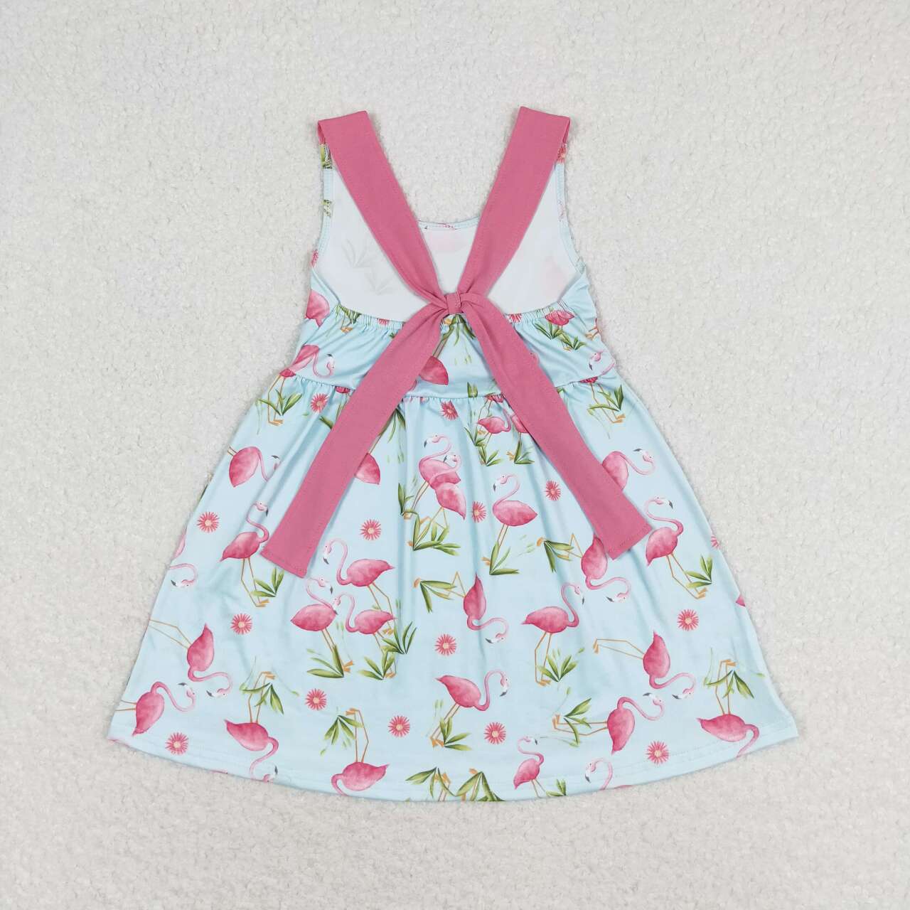 GSD0693 Flamingo Print Girls Summer Knee Length Dress