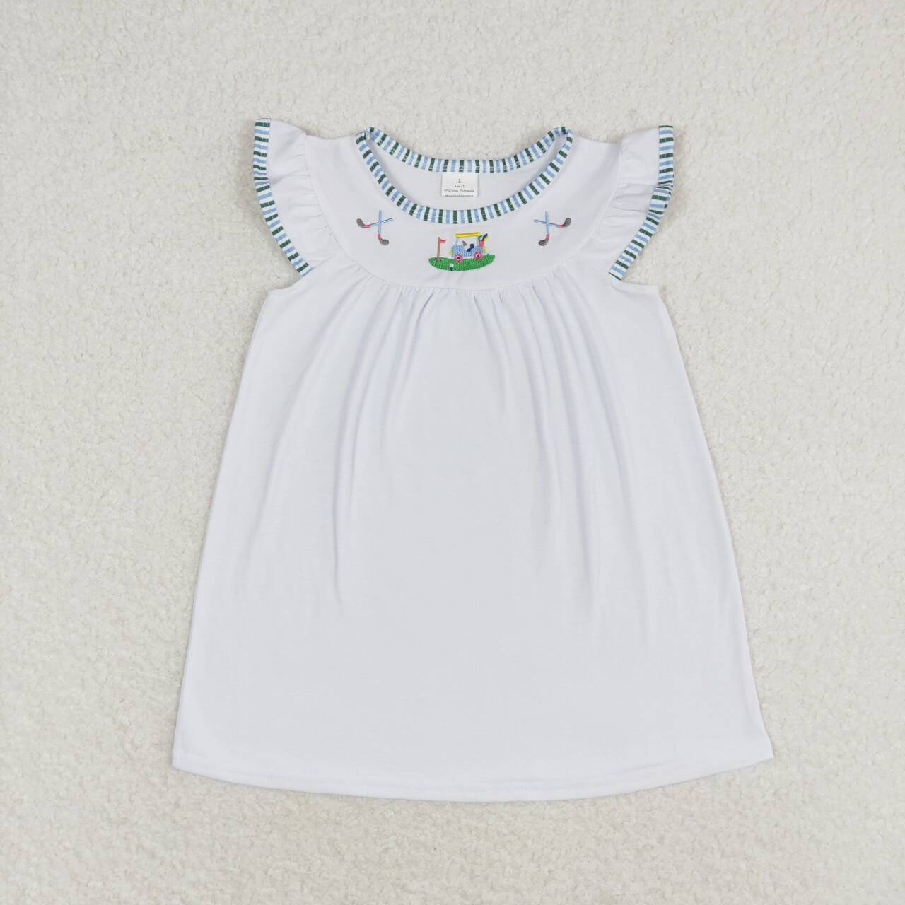 GSD0842 Golf Truck Embroidery Girls Summer Knee Length Dress