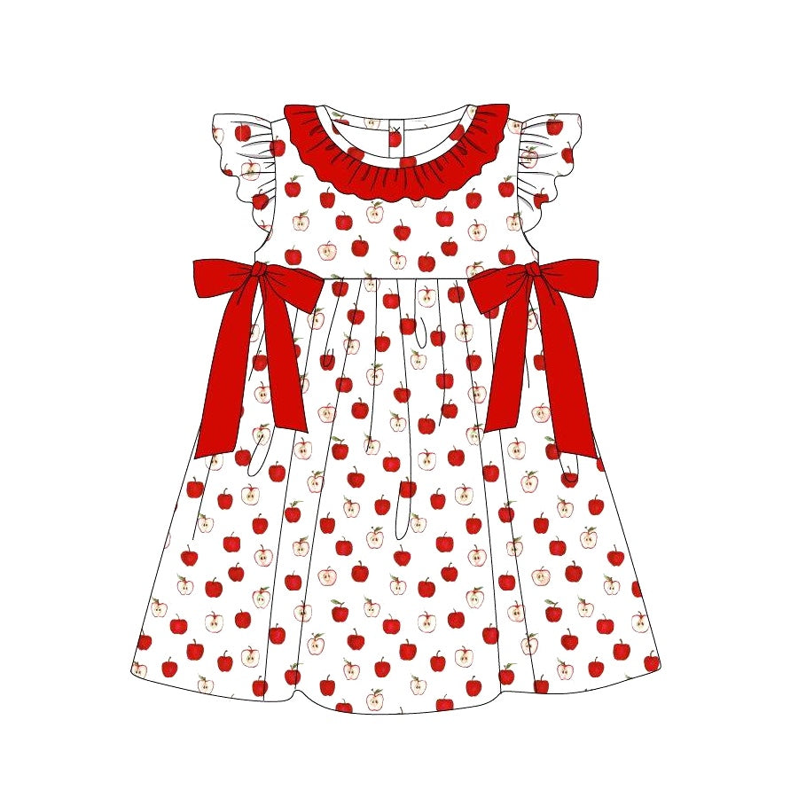 (Pre-order)GSD0898 Apple Print Girls Summer Knee Length Dress