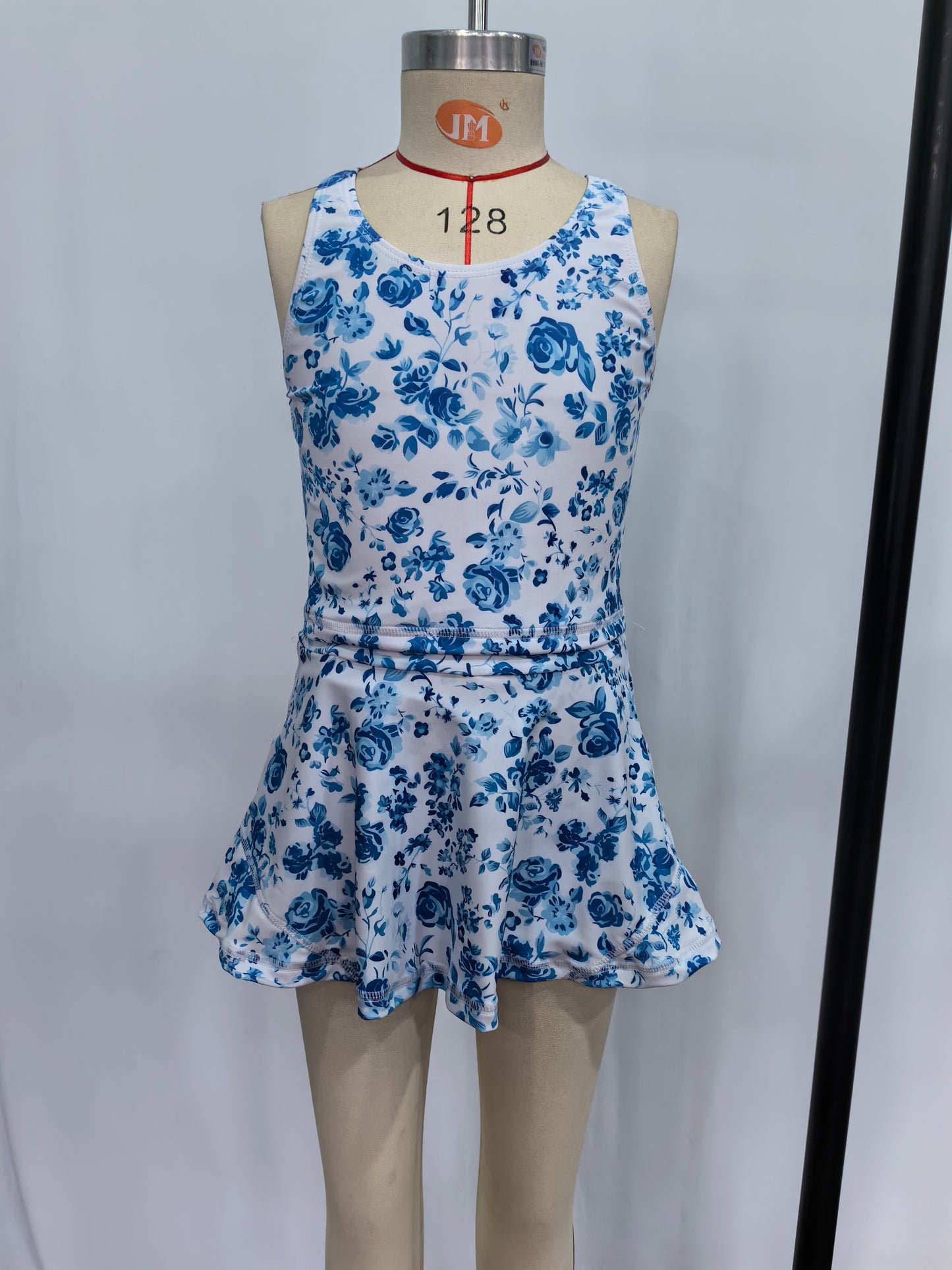 GSD2787 Blue Flowers Print Skirts Shorts Girls Summer Yoga Outfits