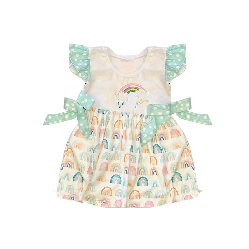 (Pre-order)GSD1221 Rainbow Print Girls Knee Length Summer Dress