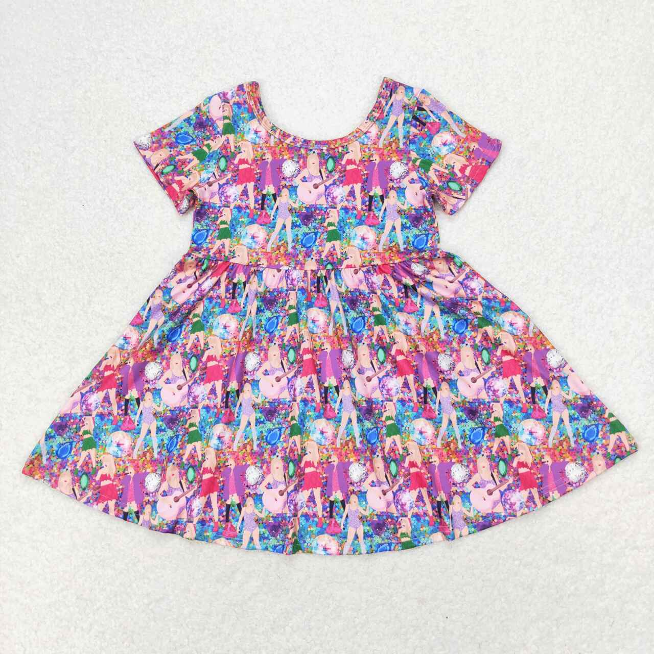 GSD1335 Singer Swiftie Colorful Print Girls Knee Length Summer Dress