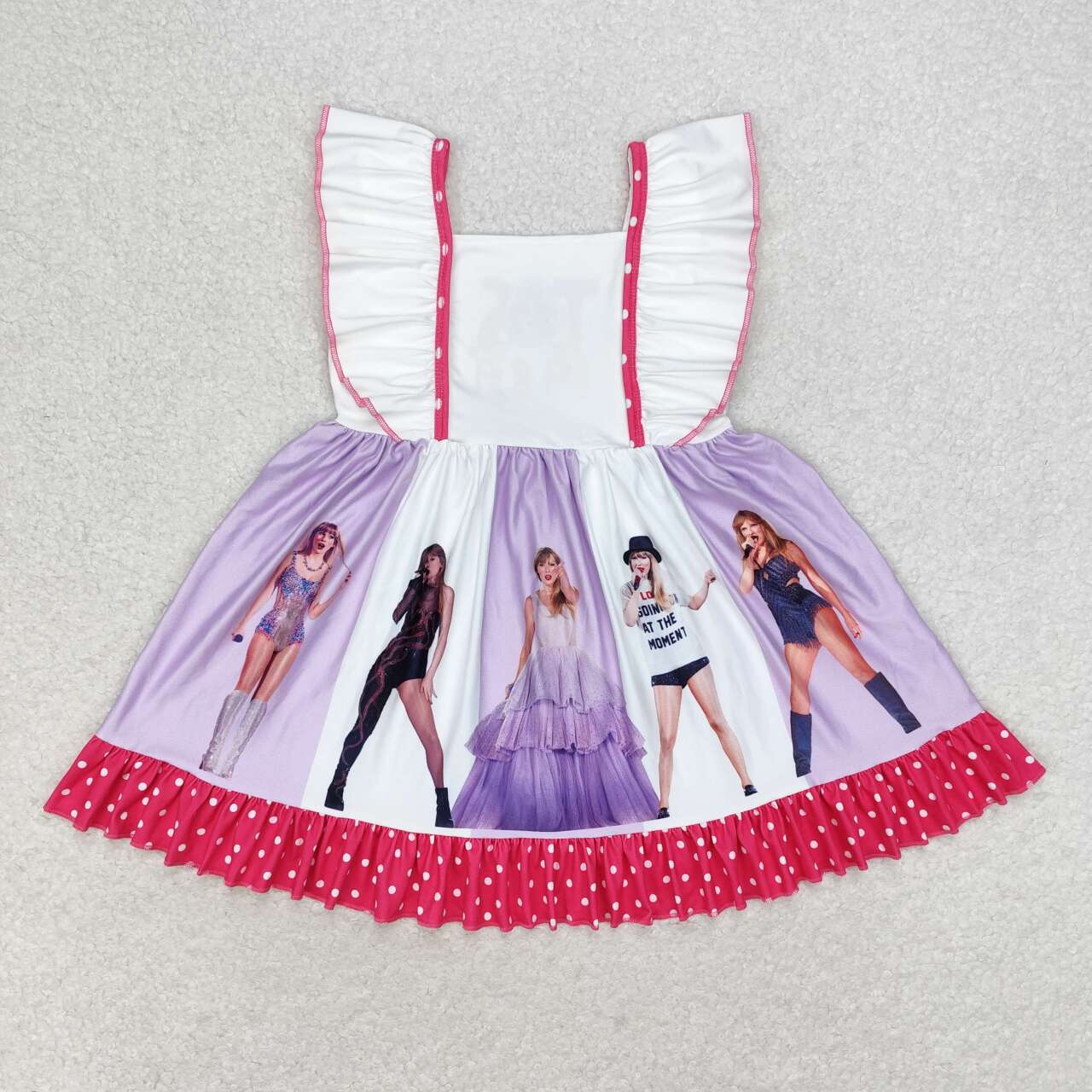GSD1349 Singer Swiftie Hotpink Dots Print Girls Knee Length Dress