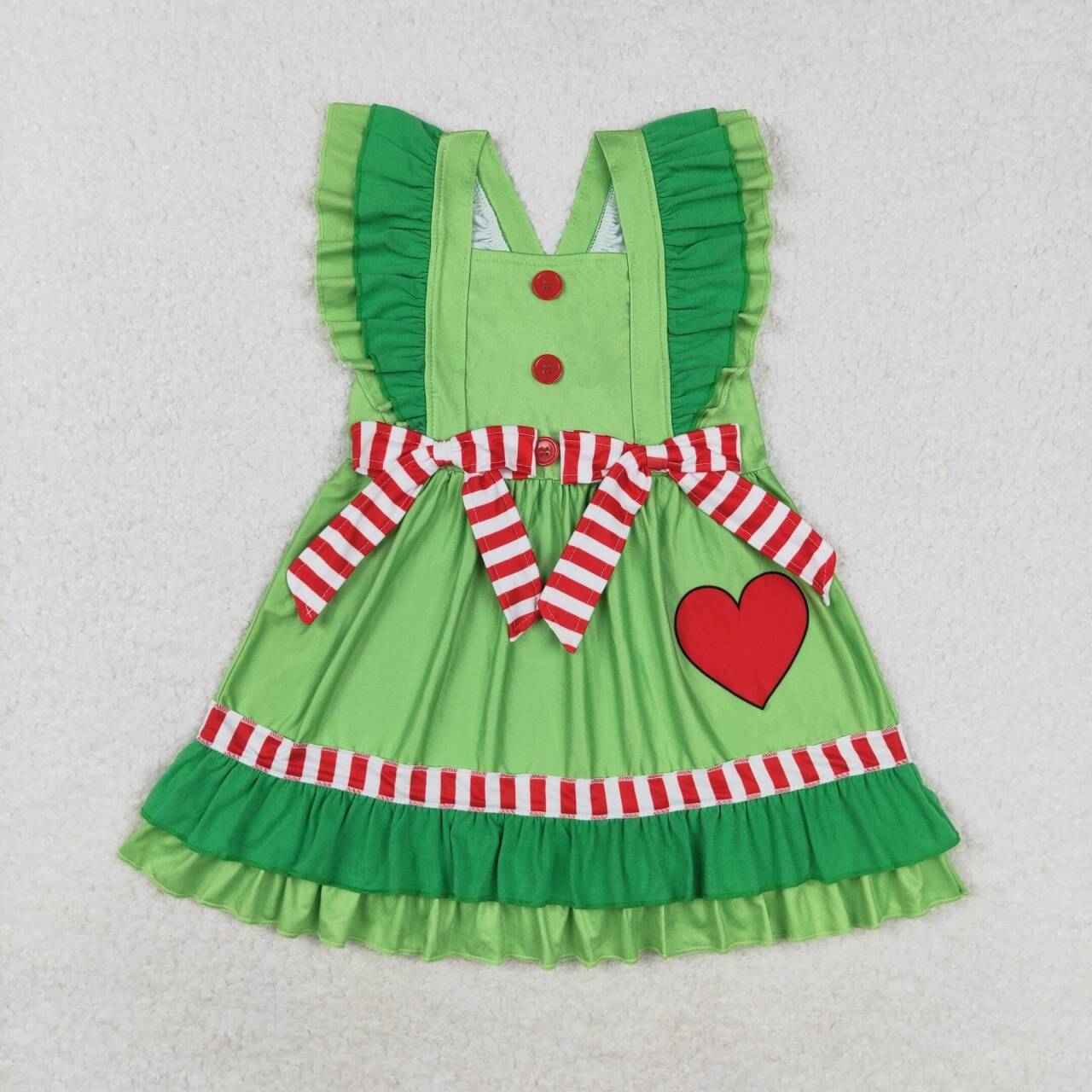 Heart Green Print Sister Christmas Matching Clothes